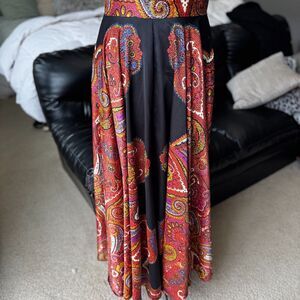 Free People Black and Red Paisley Maxi Skirt